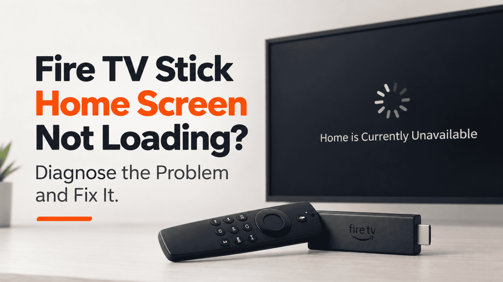 Fire TV Stick displaying 'Home is Currently Unavailable' error message.