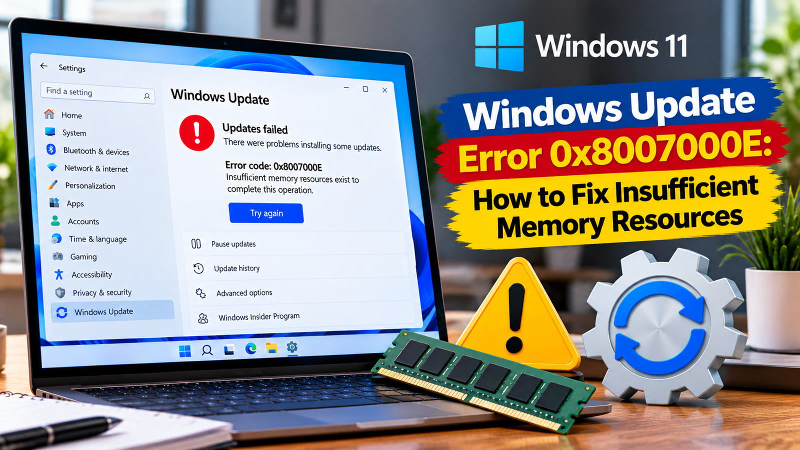 Windows Update error 0x8007000E and memory usage in Task Manager