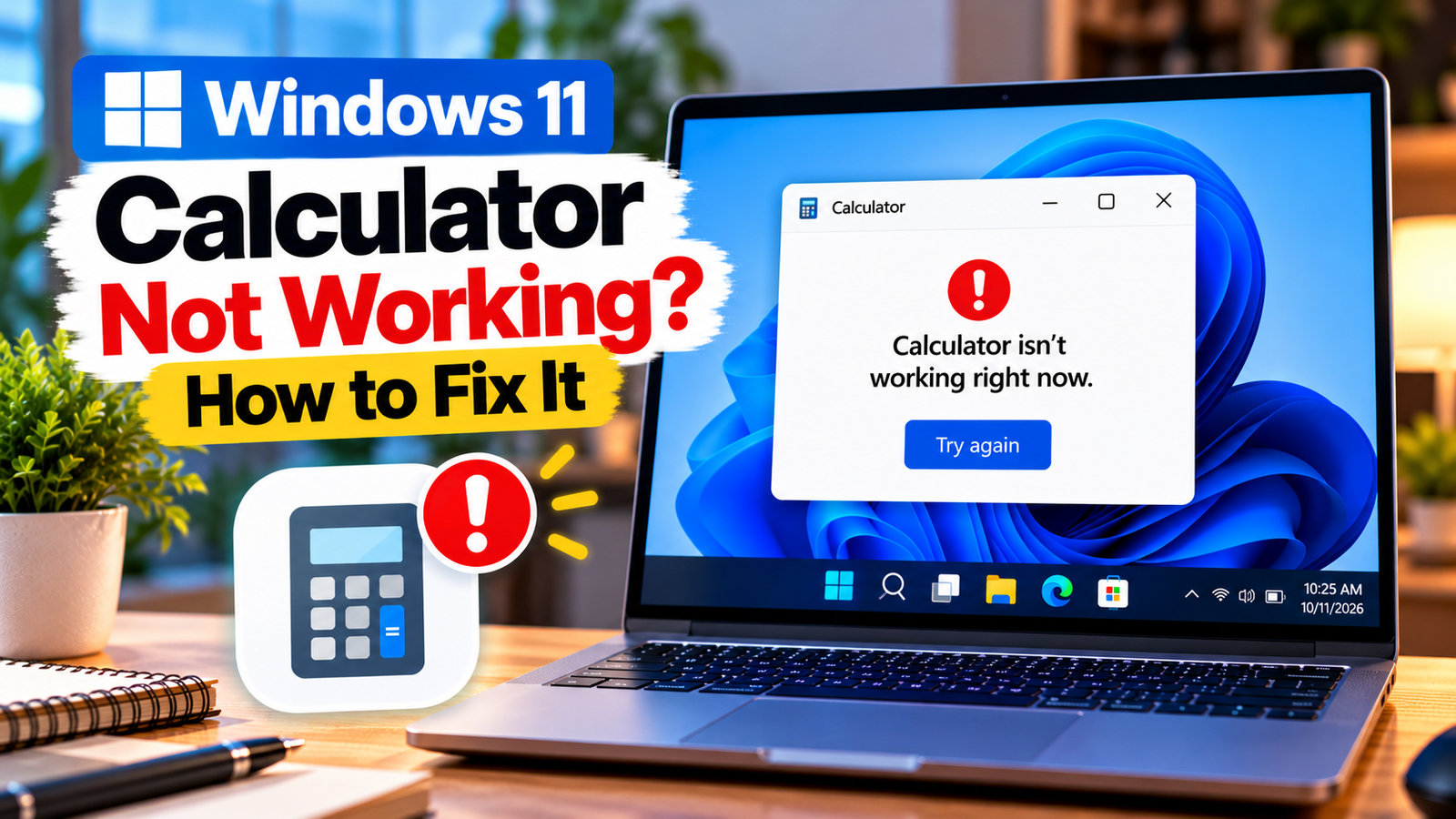 Windows 11 Calculator not working with the Calculator app open on a laptop