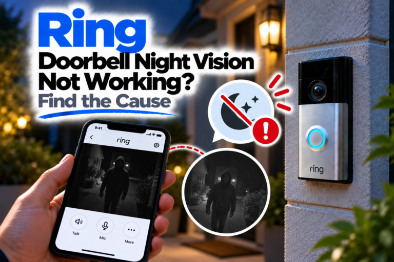 Ring Doorbell night vision not working troubleshooting guide showing poor nighttime video on a smartphone