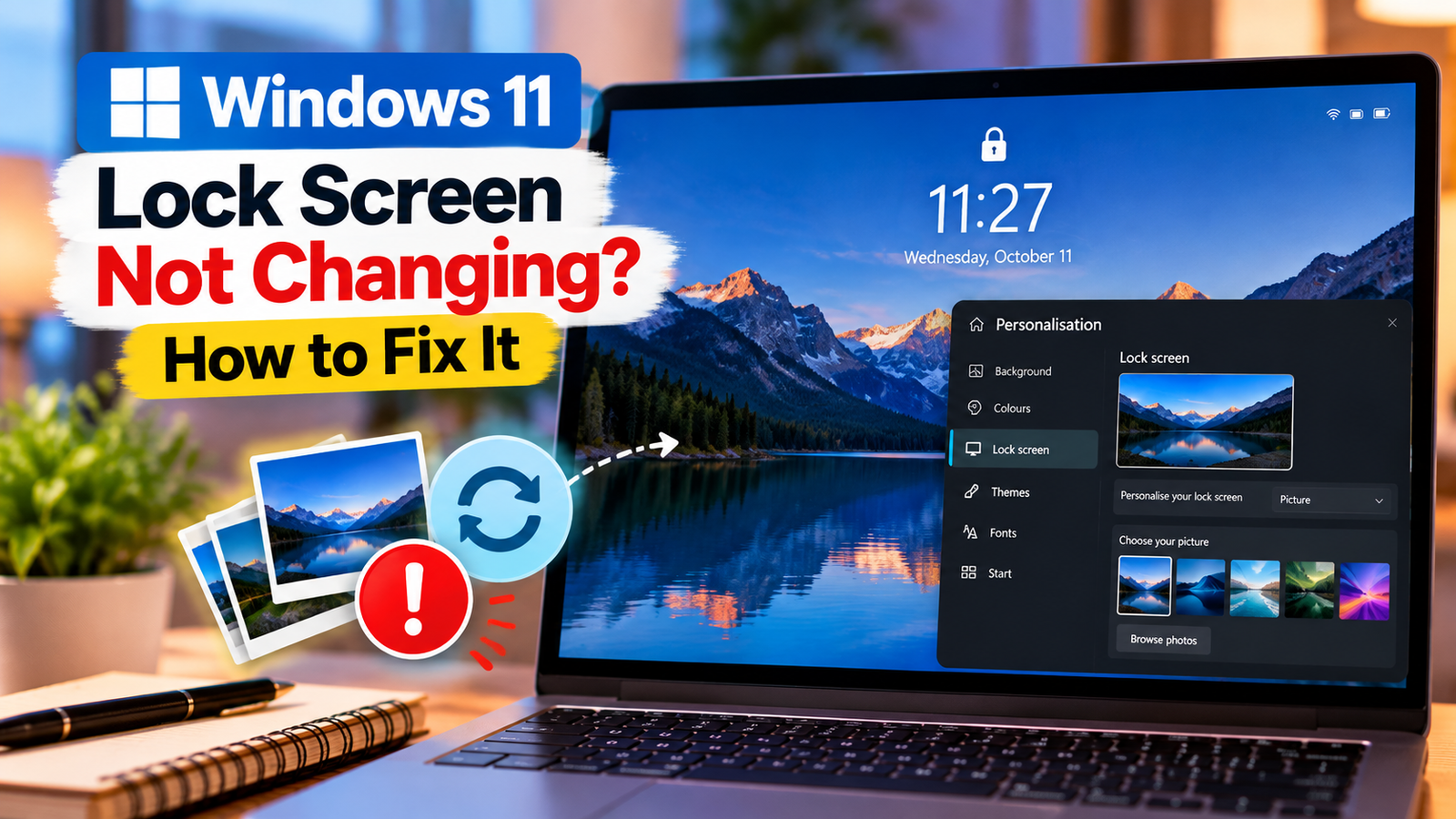 Windows 11 lock screen not changing with the lock screen background visible