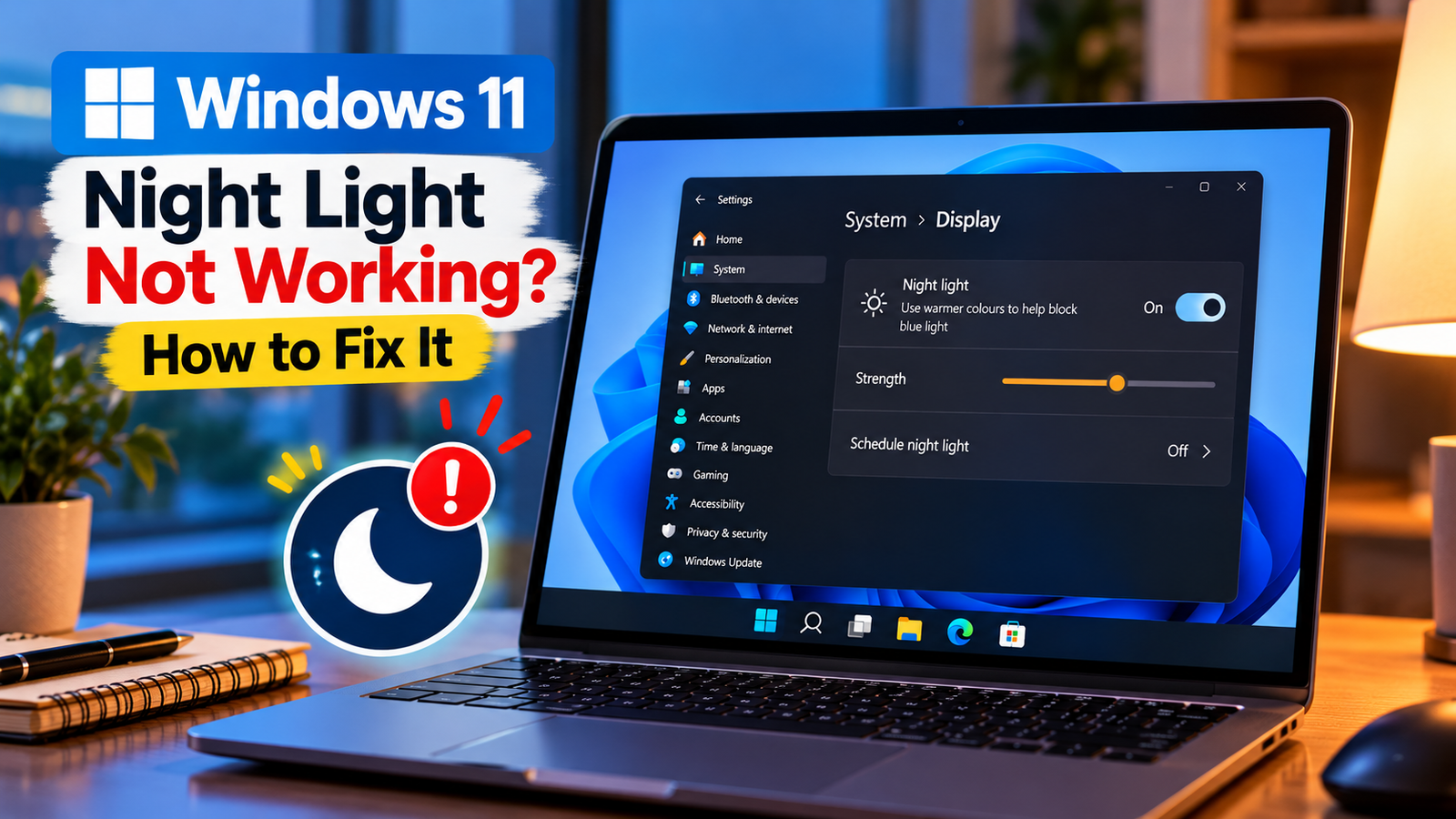 Windows 11 Night Light not working with the display setting visible