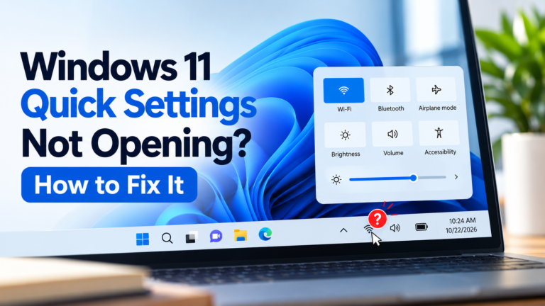 Windows 11 Quick Settings Not Opening troubleshooting guide