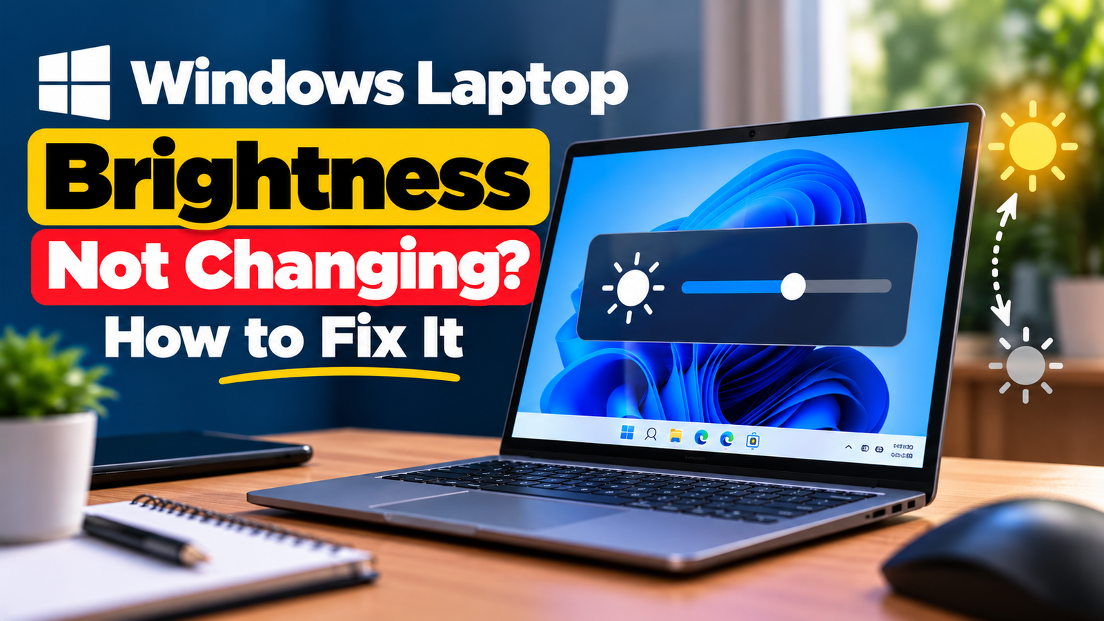 Windows laptop brightness not changing with the Windows 11 brightness slider visible