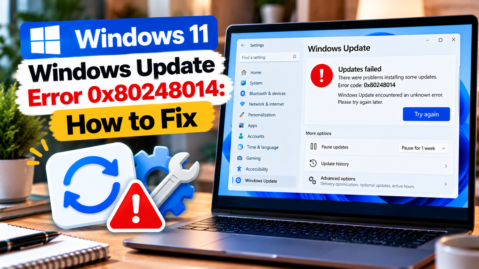 Windows Update error 0x80248014 on a Windows 11 laptop
