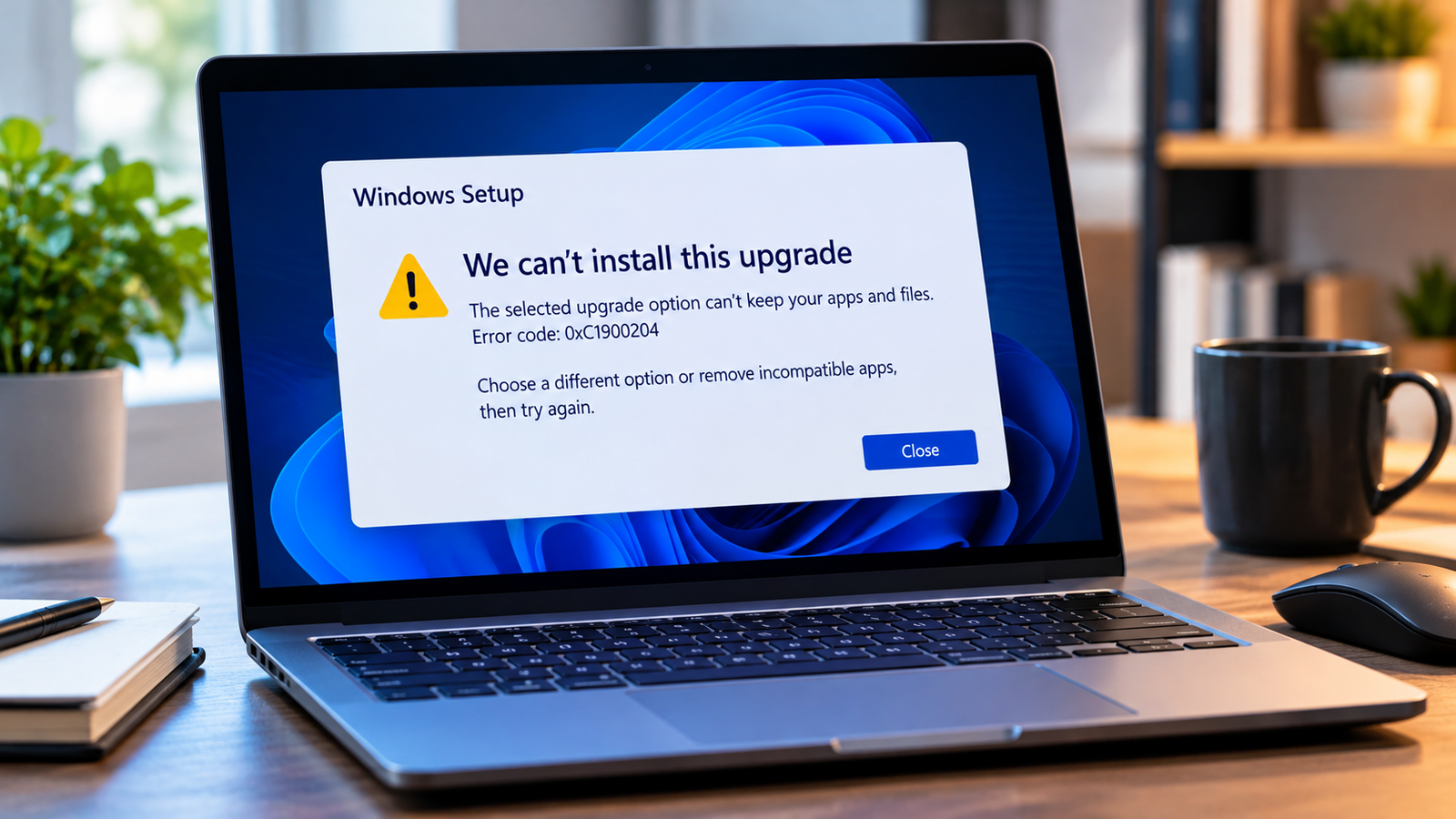 Windows upgrade error 0xC1900204